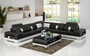 Donny Leather Sectional with Storage