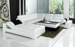 Thataway Modern Leather Sectional with Storage