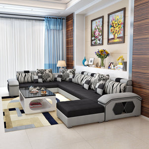 Selena Modular Tufted Sectional StyleB(Black & Light Grey)