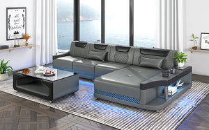 Tate Modern Leather Small Sectional with LED Light