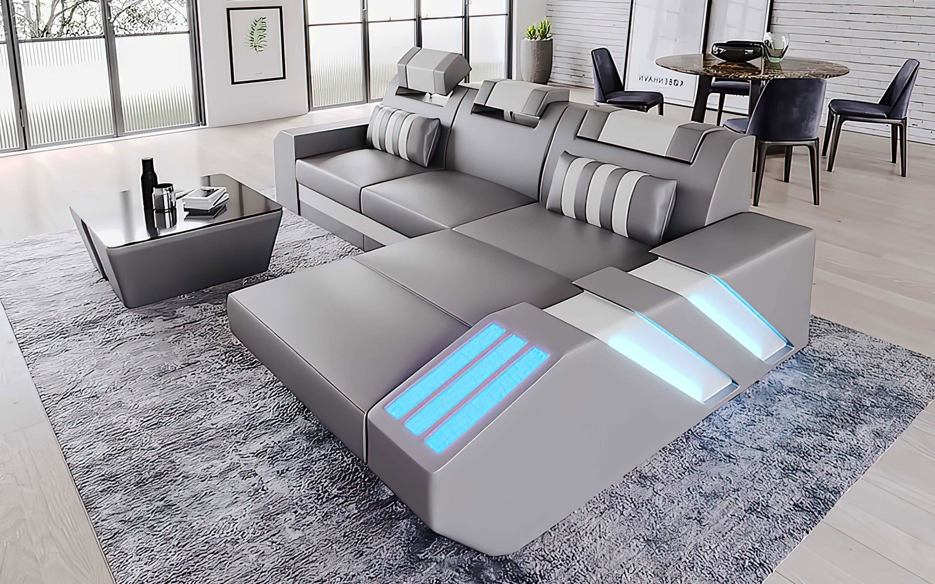 Cosmo Compact LED Sectional - Small Space Party Couch with Mood Lighting