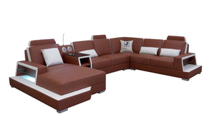 Civia Modern Leather Sectional With Console Table