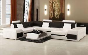 Lanz Modern Leather Sectional with Chaise