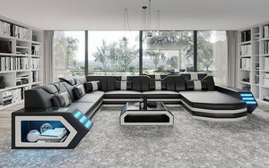 Eileend Leather Sectional Sofa with LED Lights | Futuristic Furniture