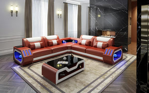 Omont Leather Corner Sectional with LED Light