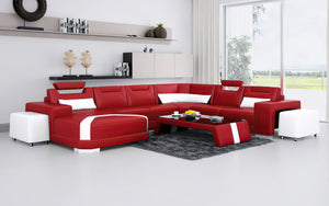 Cristana Modern U-Shape Leather Sectional