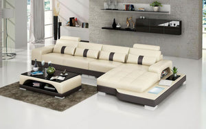 Kendrick Leather Sectional with Adjustable Headrest