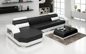 Luxi Small Modern Leather Sectional with Chaise