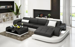 Occasional Small Leather Sectional with Adjustable Headrest