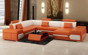 Lanz Modern Leather Sectional with Chaise