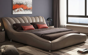 Dax Modern Curved Leather Bed