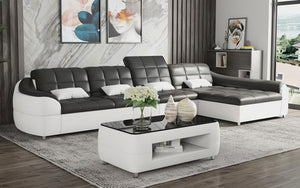 Aumin Small Leather Sectional with Chaise