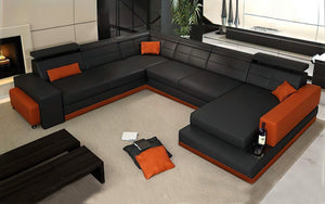 Carsa Modern Leather Sectional with Chaise