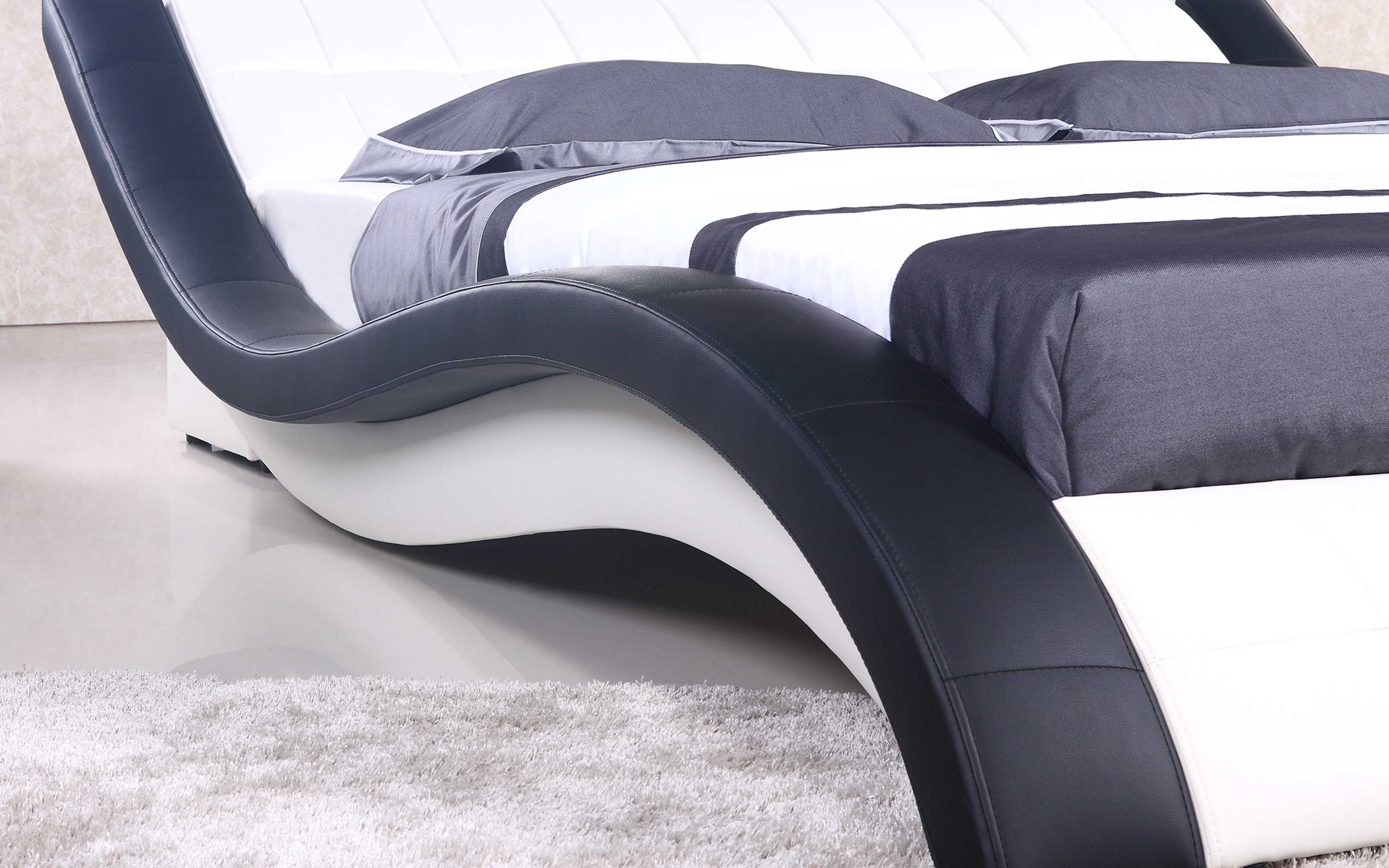 Verdandi Curved Modern Leather Platform Bed