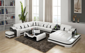 Sydney Large Italian Leather Sectional with Side Table