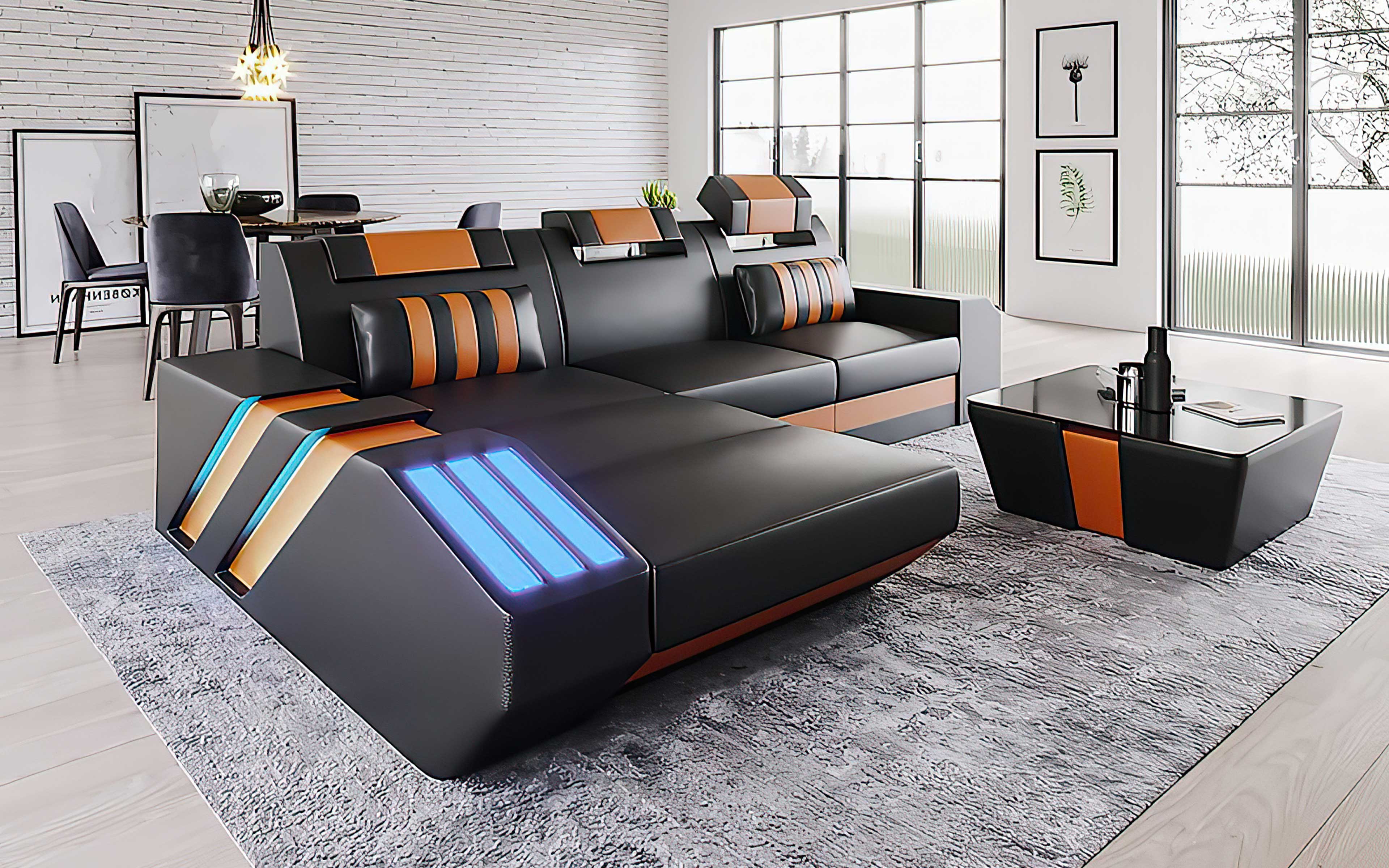 Cosmo Compact LED Sectional - Small Space Party Couch with Mood Lighting