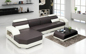 Luxi Small Modern Leather Sectional with Chaise