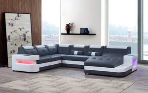 Uranus Modern Leather Sectional with LED Light