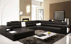 Martinelli Modern Large Leather Sectional With Storage