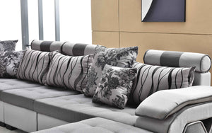 Selena Modular Tufted Sectional StyleB(Grey & Light Grey)