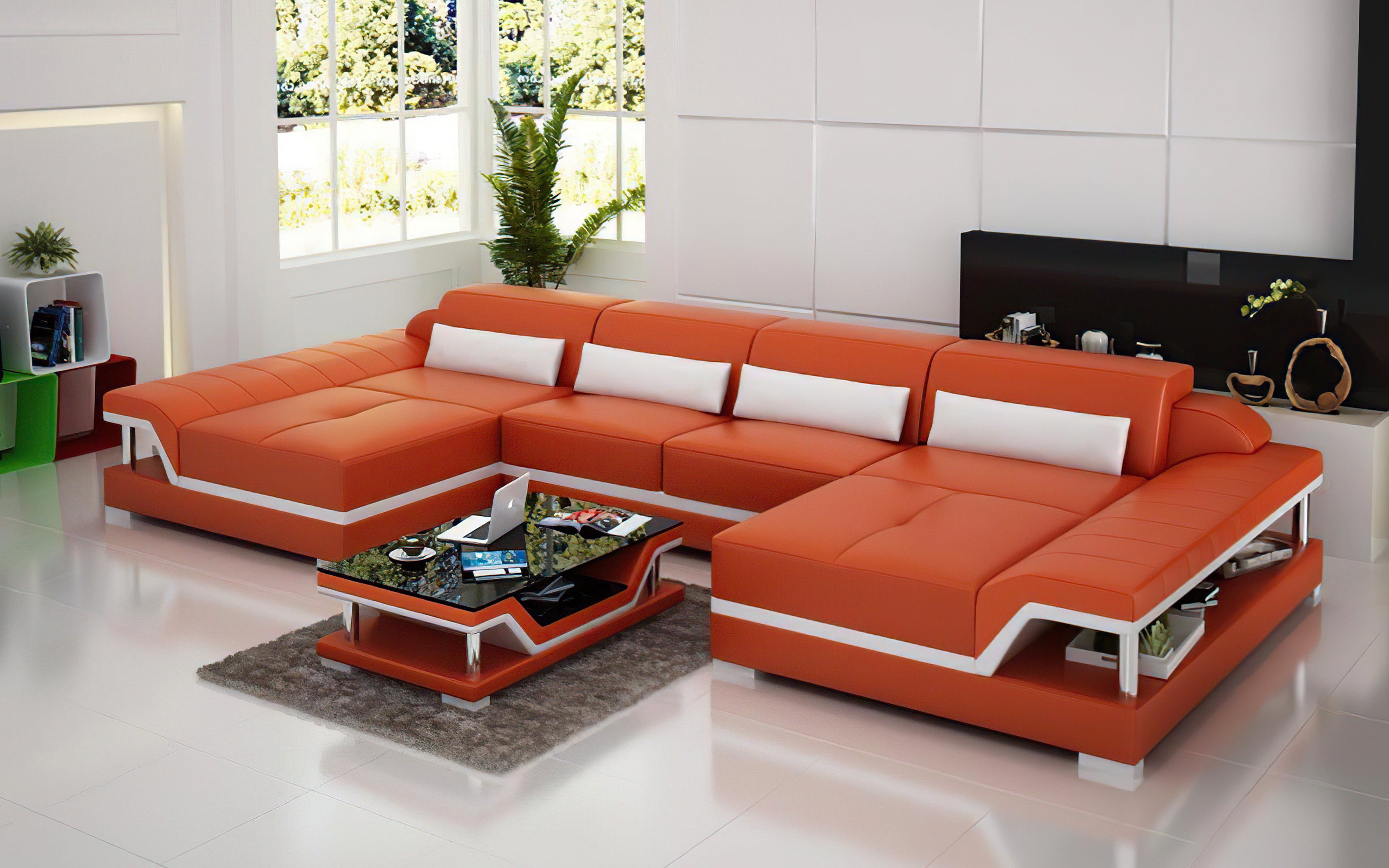 Taliya Small Modern U-Shape Leather Sectional