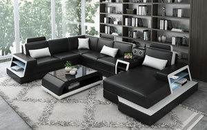 Civia Modern Leather Sectional With Console Table