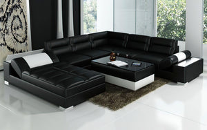 Thataway Modern Leather Sectional with Storage