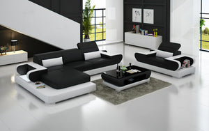 Ezrael Mini Modern Leather Sectional with Chaise