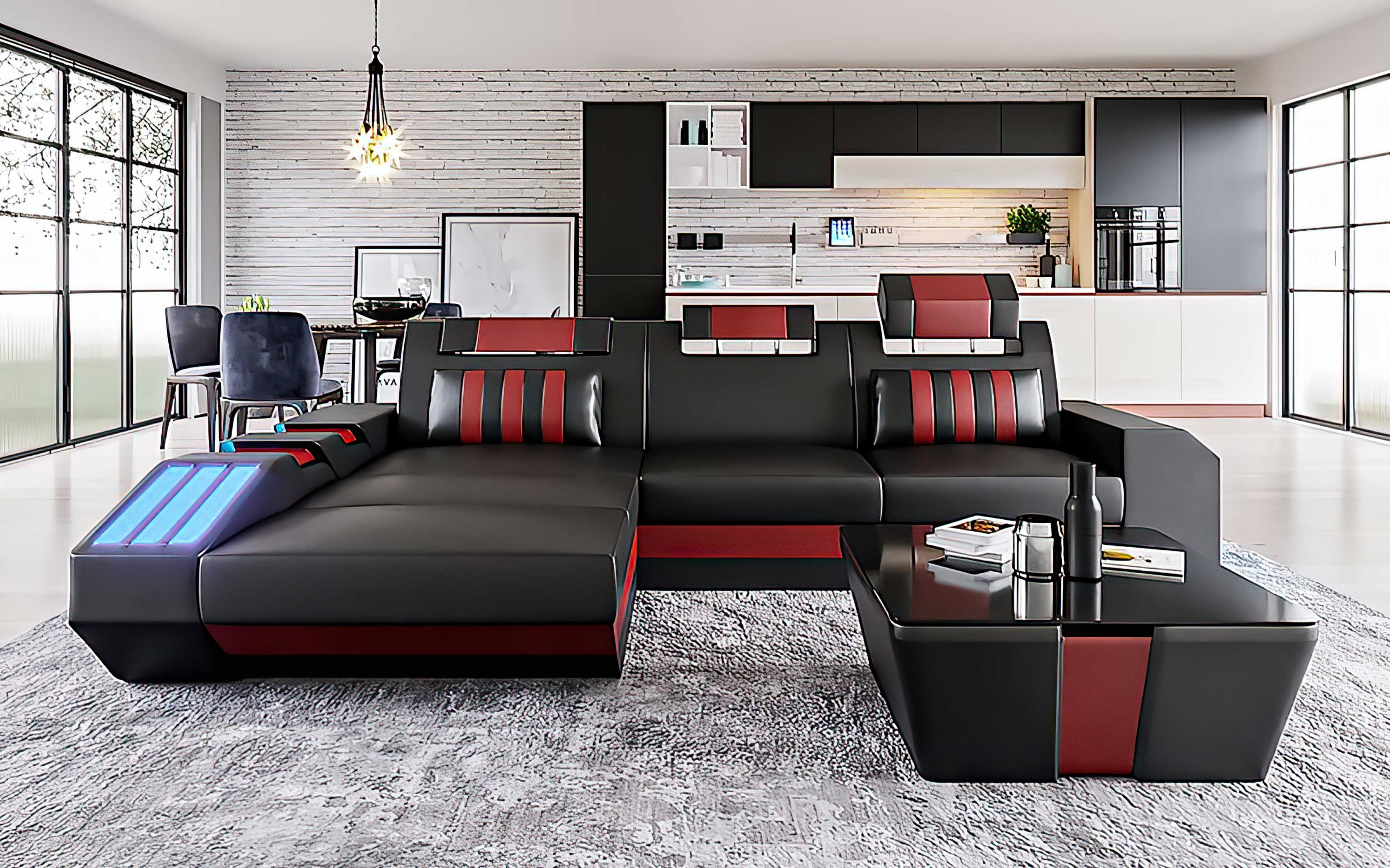 Cosmo Compact LED Sectional - Small Space Party Couch with Mood Lighting