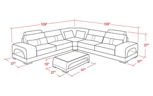 Donny Leather Sectional with Storage