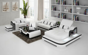 Bayard Leather Sectional With Ottoman