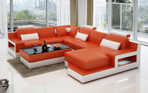 Hybra Modern U-Shape Leather Sectional