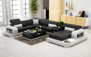 Gara Modern U-Shape Leather Sectional