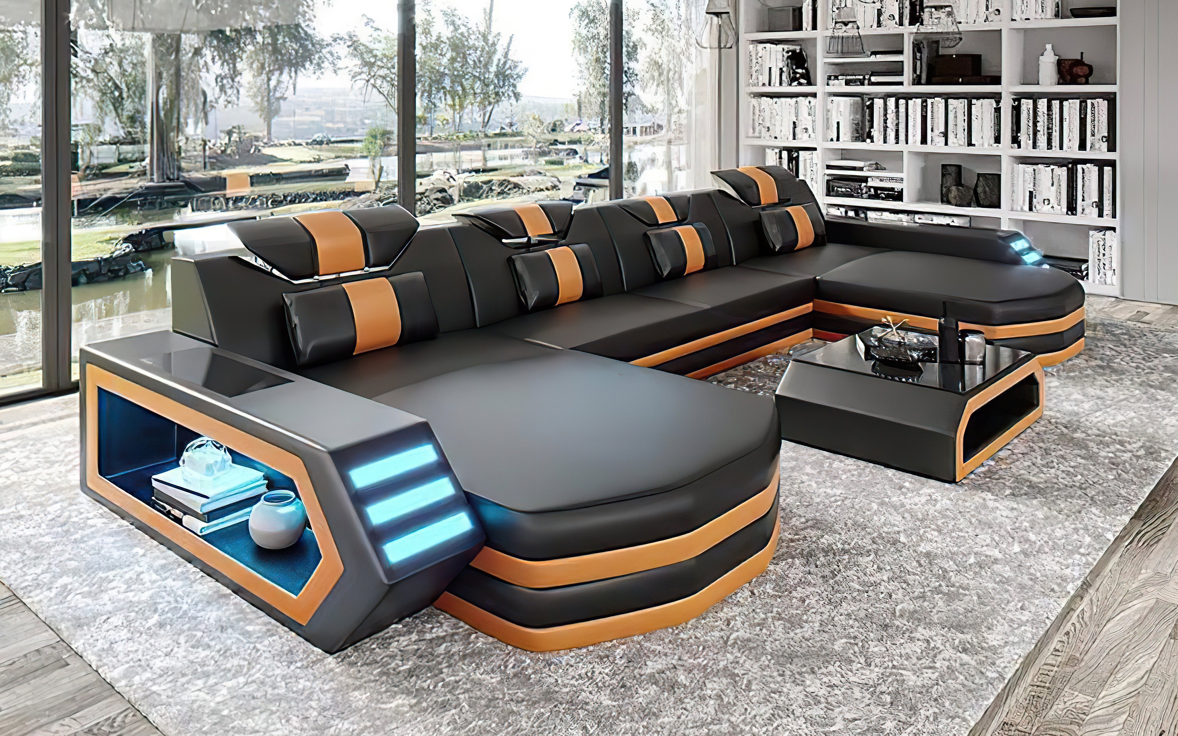 Keenan Modern U Shape Sectional with LED Lights