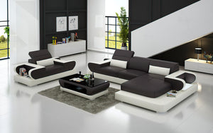 Ezrael Mini Modern Leather Sectional with Chaise