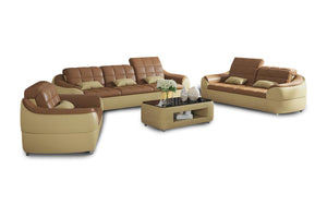 Aumin Modern Leather Sofa Set with Adjustable Headrest