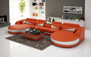 Geode Leather Sectional with Shape Chaise