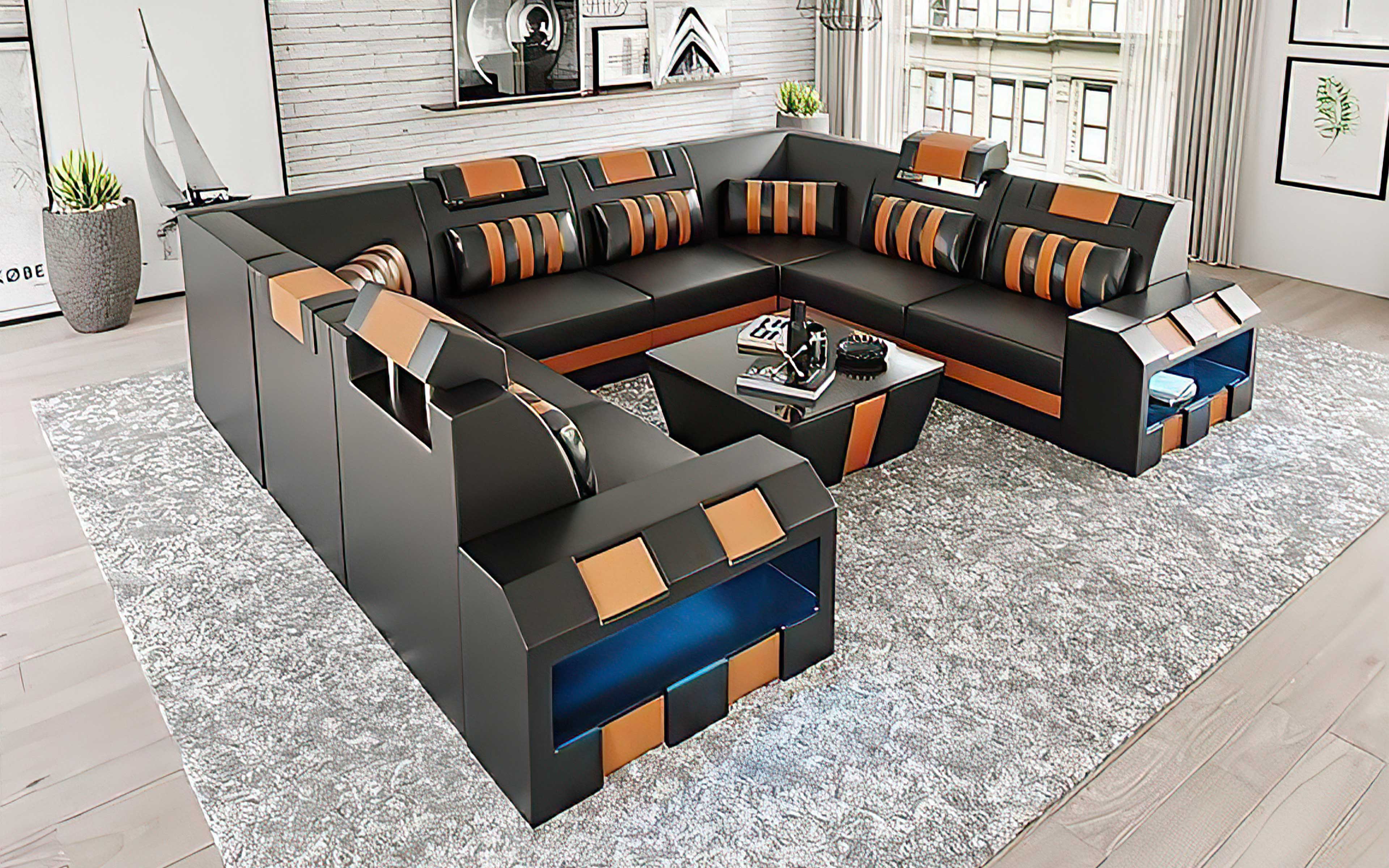 Cosmo XL U-Shape LED Sectional - Extra Large Party Couch for Big Spaces