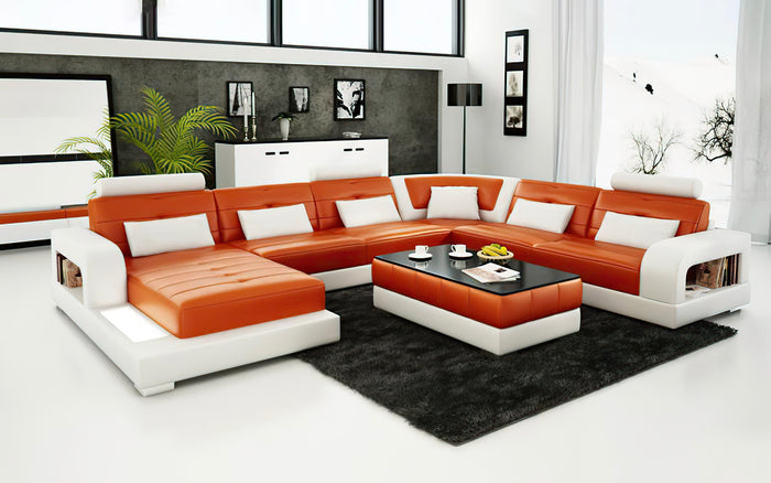 Ulubray Modern U-Shape Leather Sectional