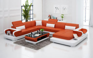 Ezrael Modern U-Shape Leather Sectional