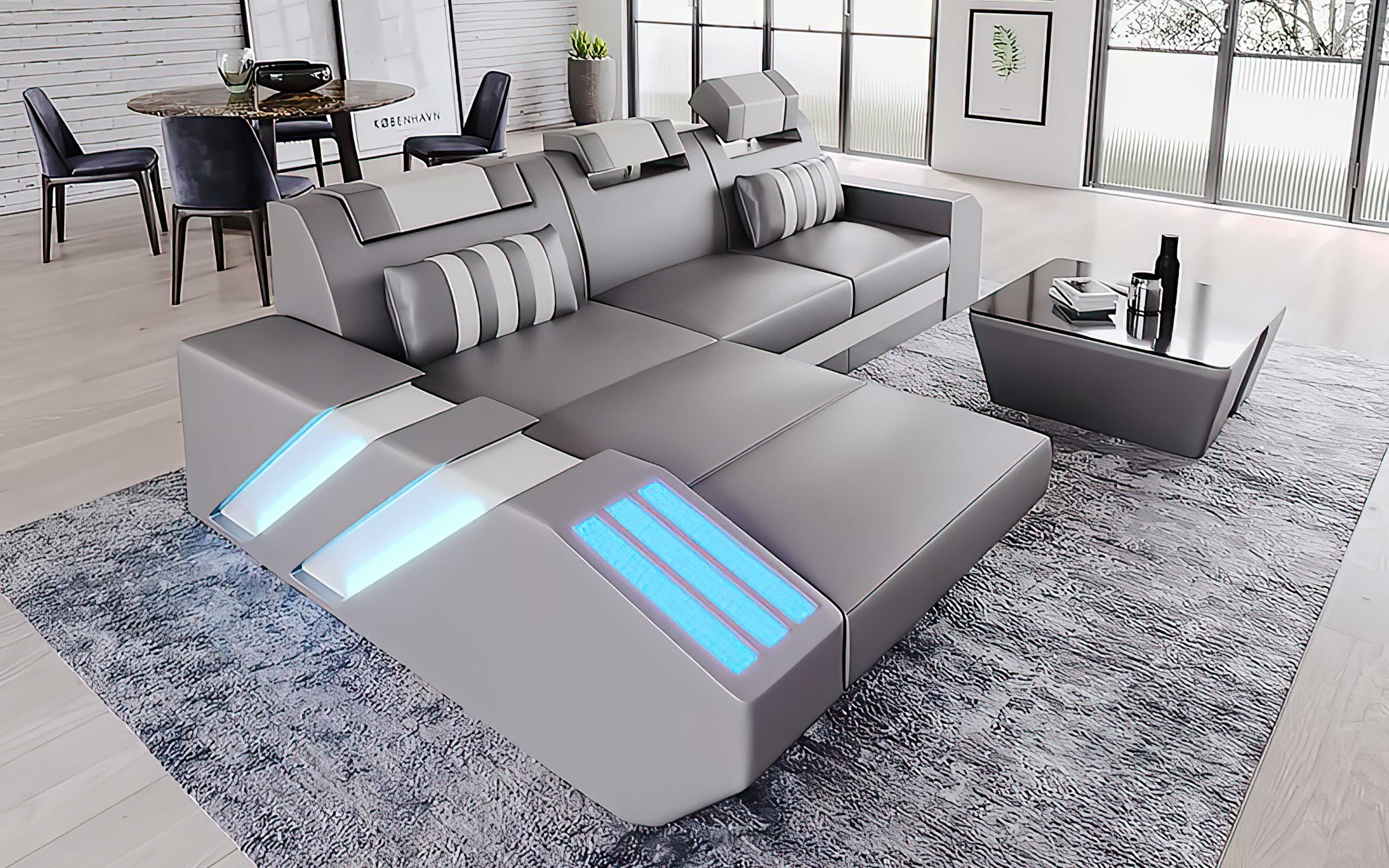 Cosmo Compact LED Sectional - Small Space Party Couch with Mood Lighting