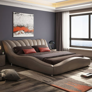 Dax Modern Curved Leather Bed