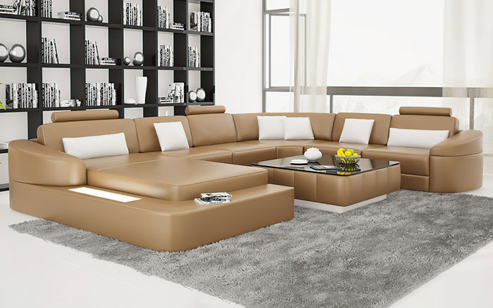 Stricker Leather Sectional with LED Light