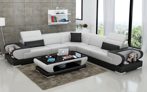 Ezrael Modern Leather Sectional