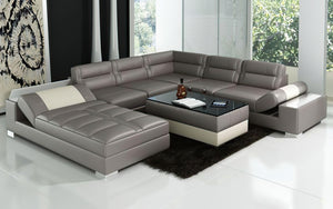 Thataway Modern Leather Sectional with Storage