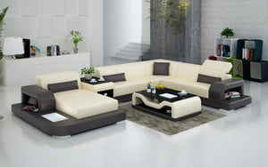 Gara Modern U-Shape Leather Sectional