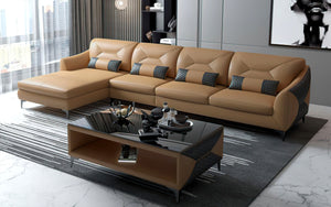 Bysic Small Leather Sectional with Chaise