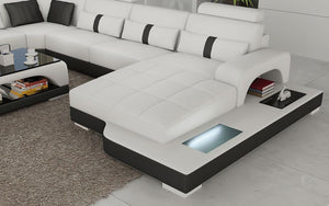 Mequon Large Leather Sectional with LED Lights