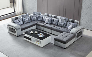 Selena Modular Tufted Sectional StyleB(Grey & Light Grey)