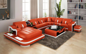 Sydney Large Leather Sectional with Side Table